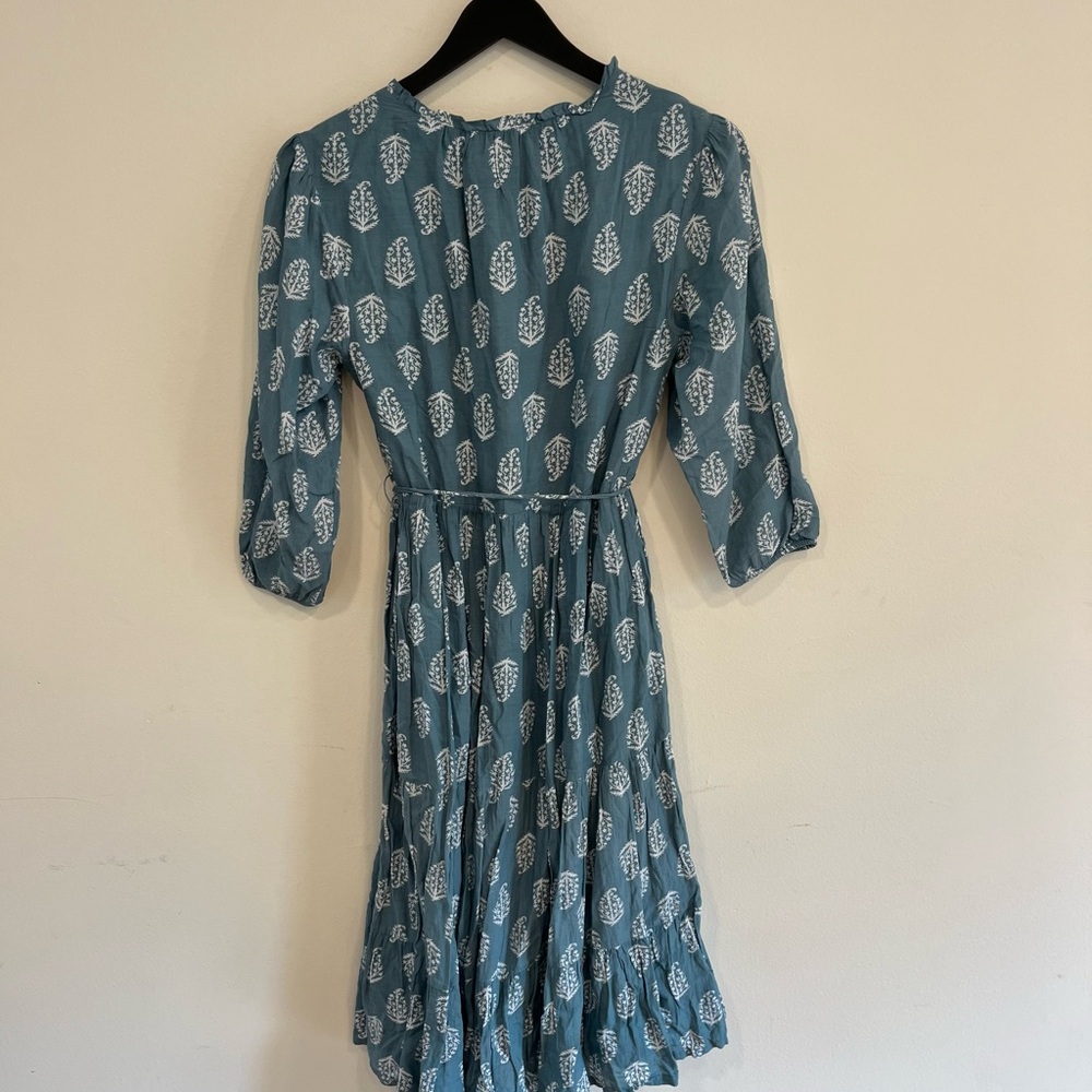 Lucky Brand Green Midi Sundress with V-Neck and 3/4 Sleeves - Picture 5 of 6